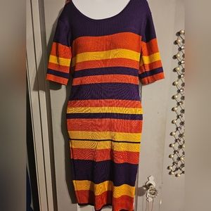 Ashley Stewart shirt sleeve striped sweater dress New without tags size 14/16W